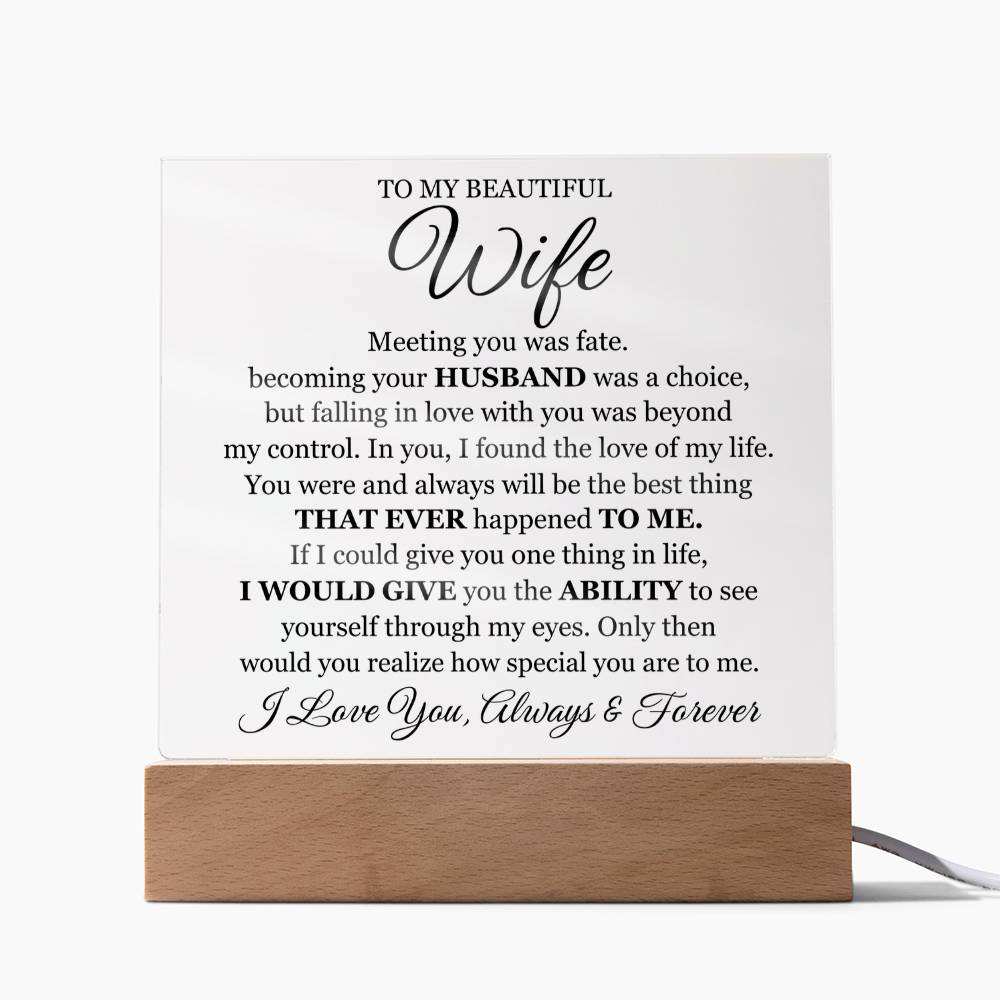 To My Beautiful Wife Printed - Acrylic Plaque Gift Set
