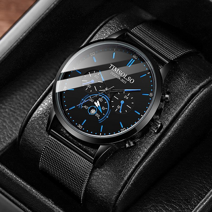 New Fashion Luminous Mens Watches Luxury Sport Quartz Mesh Strap Elegant  Waterproof Wristwatch For Men Stevvex