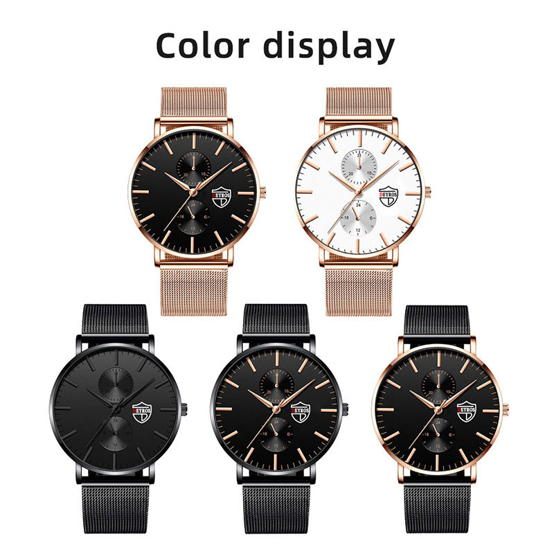 Black 3Bar Watch Men Women'S Watches Ladies Watch With Crystals  Fashion Stainless Steel Band Comfortable Wristwatch Stevvex