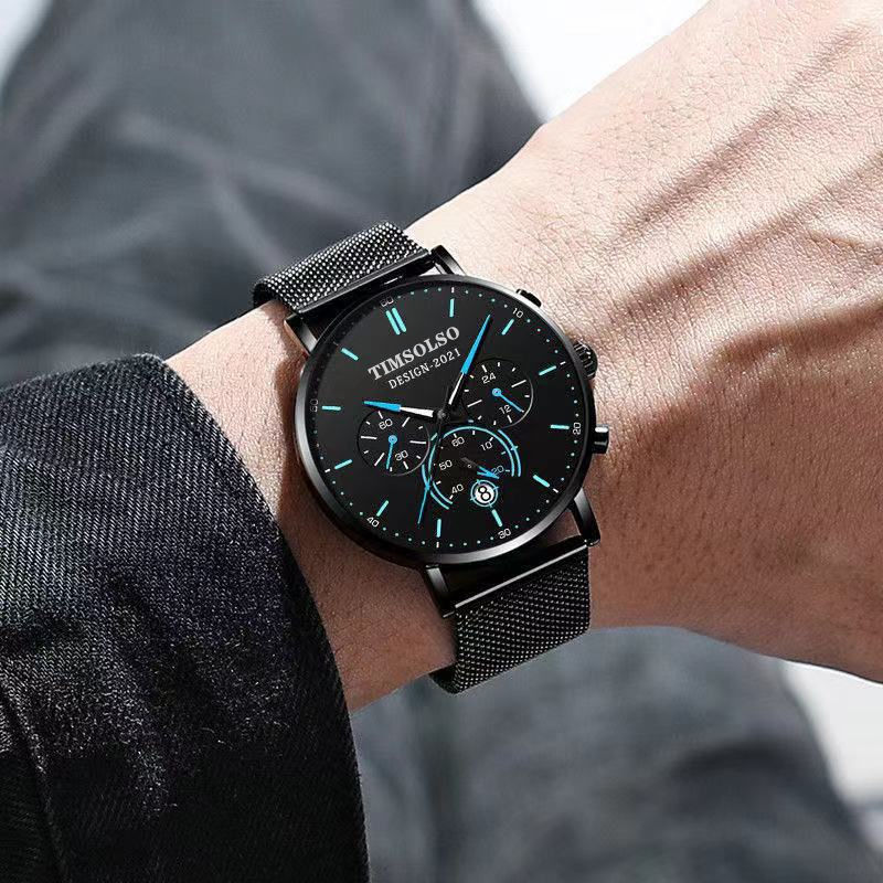 New Fashion Luminous Mens Watches Luxury Sport Quartz Mesh Strap Elegant  Waterproof Wristwatch For Men Stevvex