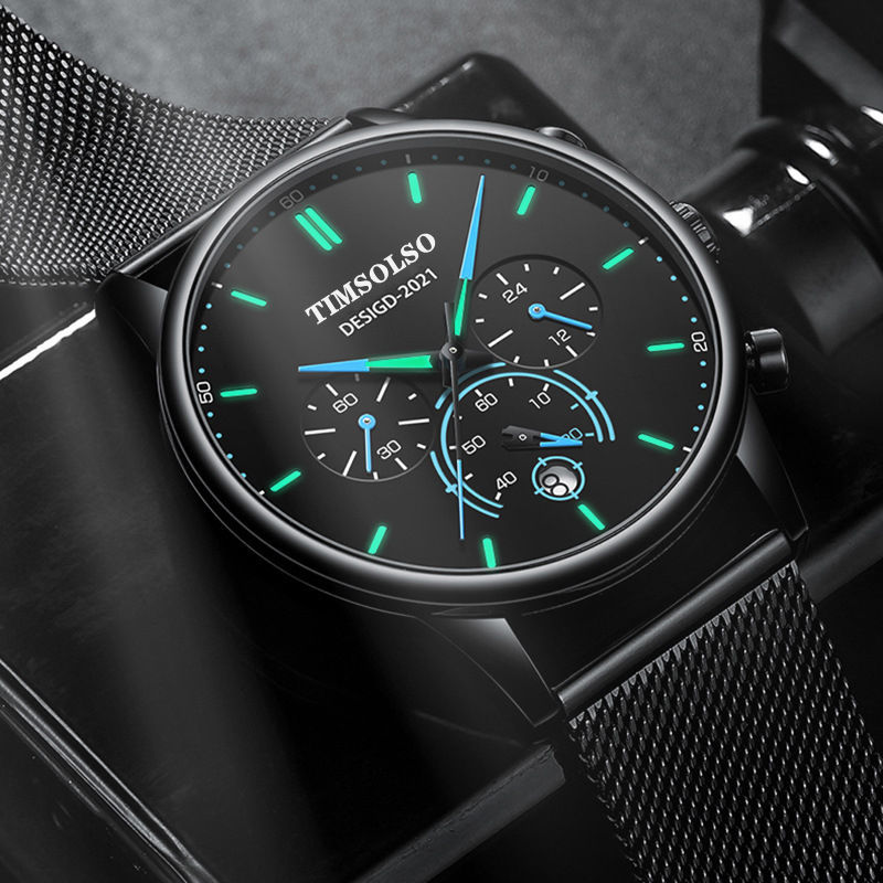 New Fashion Luminous Mens Watches Luxury Sport Quartz Mesh Strap Elegant  Waterproof Wristwatch For Men Stevvex