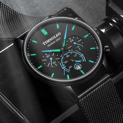 New Fashion Luminous Mens Watches Luxury Sport Quartz Mesh Strap Elegant  Waterproof Wristwatch For Men Stevvex