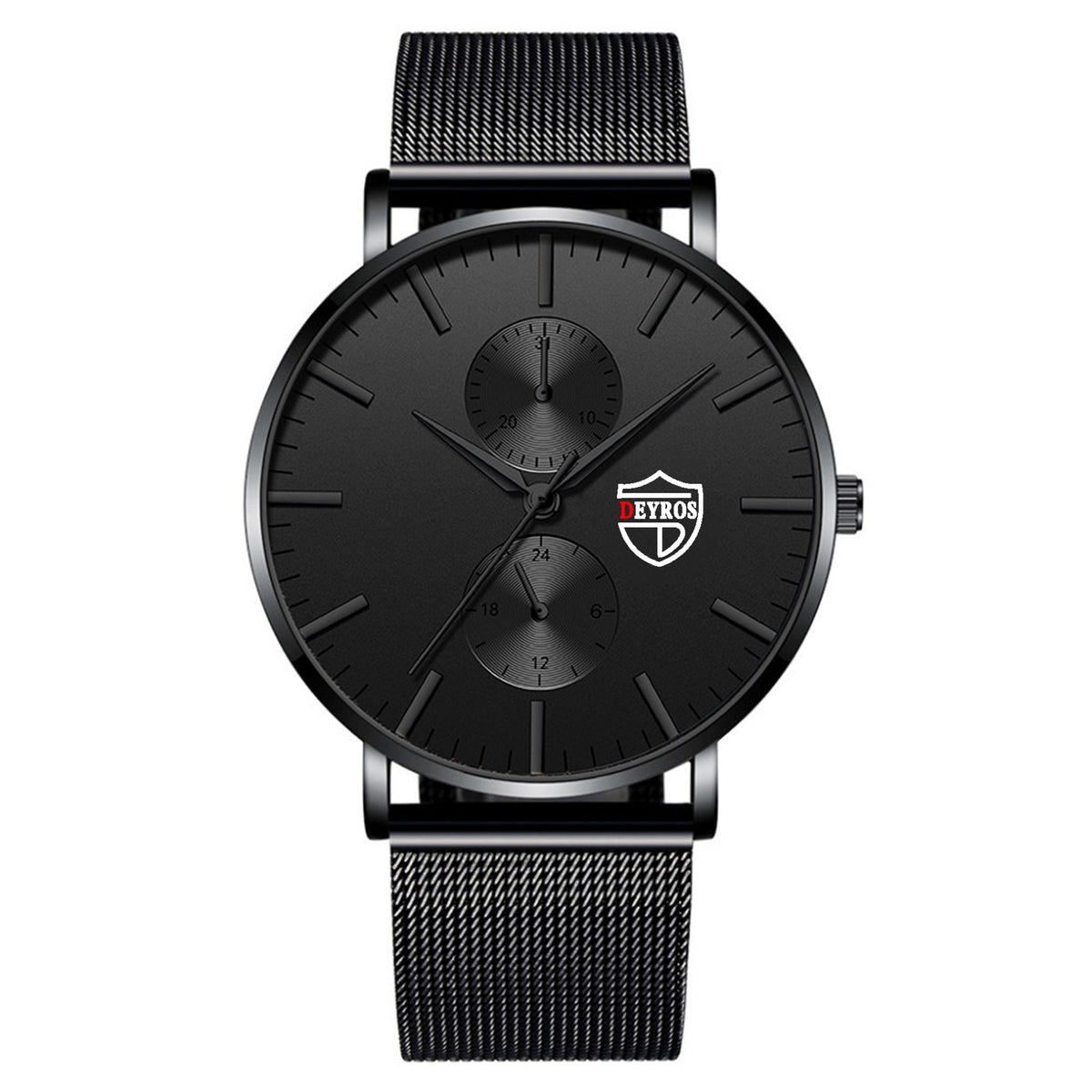 Black 3Bar Watch Men Women'S Watches Ladies Watch With Crystals  Fashion Stainless Steel Band Comfortable Wristwatch Stevvex