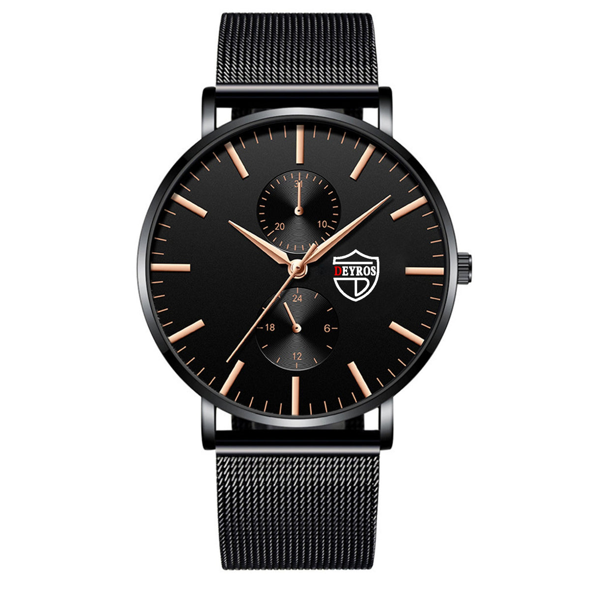 Black 3Bar Watch Men Women'S Watches Ladies Watch With Crystals  Fashion Stainless Steel Band Comfortable Wristwatch Stevvex