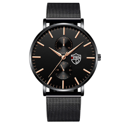 Black 3Bar Watch Men Women'S Watches Ladies Watch With Crystals  Fashion Stainless Steel Band Comfortable Wristwatch Stevvex