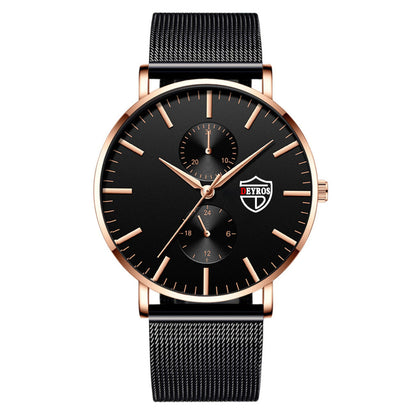 Black 3Bar Watch Men Women'S Watches Ladies Watch With Crystals  Fashion Stainless Steel Band Comfortable Wristwatch Stevvex