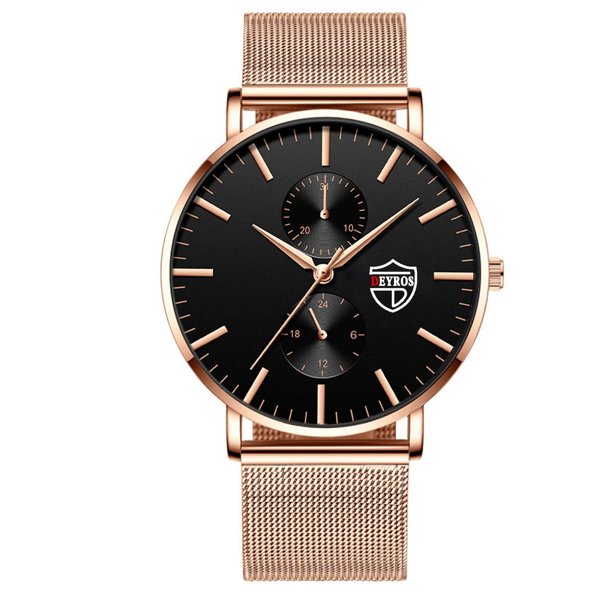 Black 3Bar Watch Men Women'S Watches Ladies Watch With Crystals  Fashion Stainless Steel Band Comfortable Wristwatch Stevvex