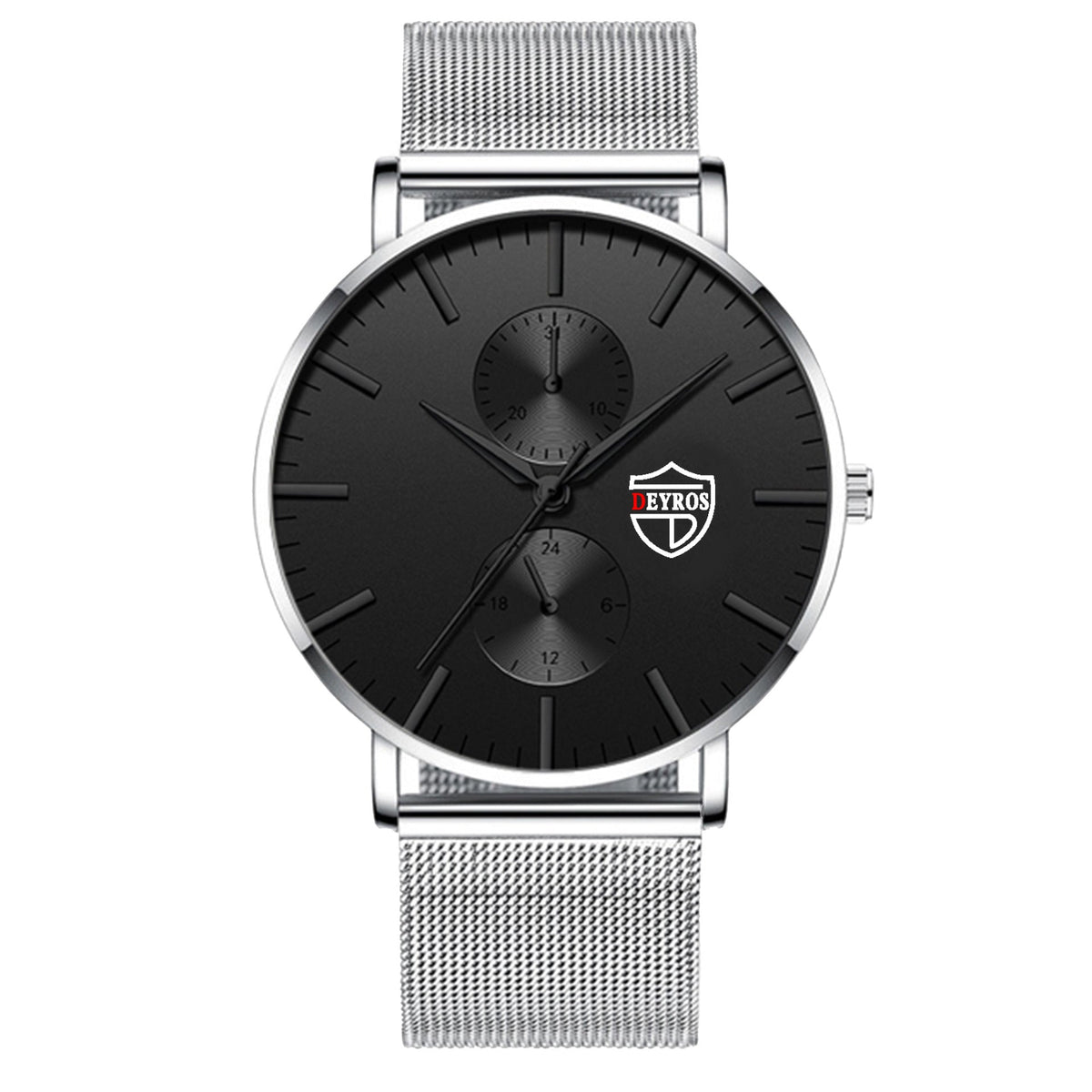 Black 3Bar Watch Men Women'S Watches Ladies Watch With Crystals  Fashion Stainless Steel Band Comfortable Wristwatch Stevvex