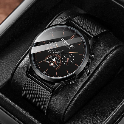 New Fashion Luminous Mens Watches Luxury Sport Quartz Mesh Strap Elegant  Waterproof Wristwatch For Men Stevvex