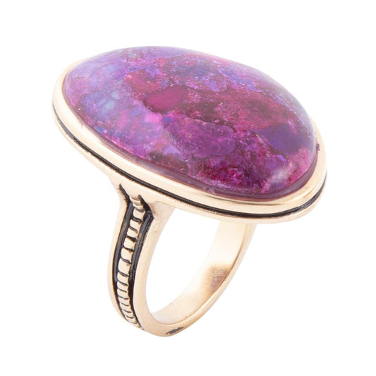 Aruba Purple Turquoise Golden Statement Ring Barse Jewelry