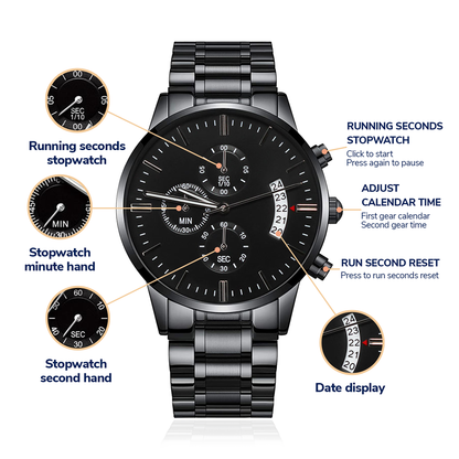 Men's Engraved Chronograph Watch - Stainless Steel Copper Dial
