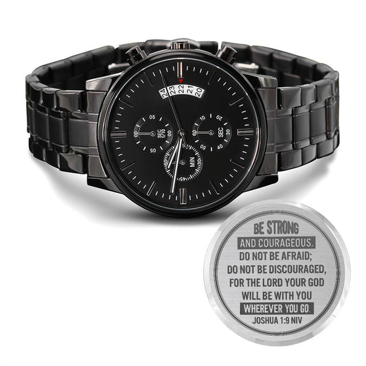 Men's Engraved Chronograph Watch - Stainless Steel Copper Dial