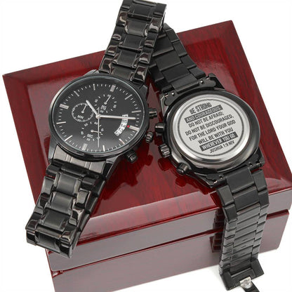 Men's Engraved Chronograph Watch - Stainless Steel Copper Dial