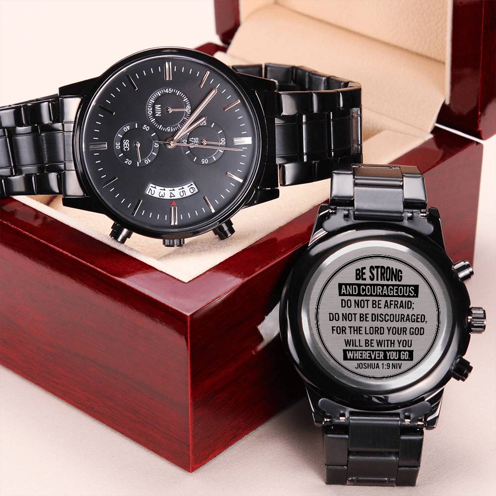Men's Engraved Chronograph Watch - Stainless Steel Copper Dial