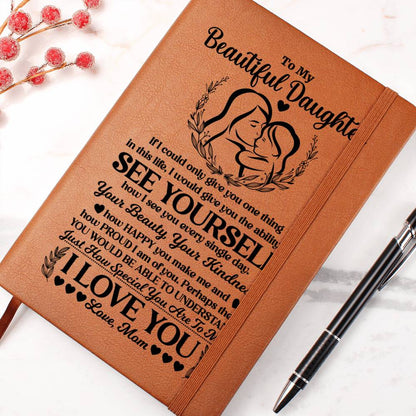 Graphic Vegan Leather Journal - 5.8" x 8.5" Lined Notebook