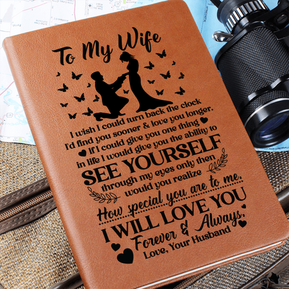 Graphic Leather Journal - Vegan Leather Notebook 5.8" x 8.5"