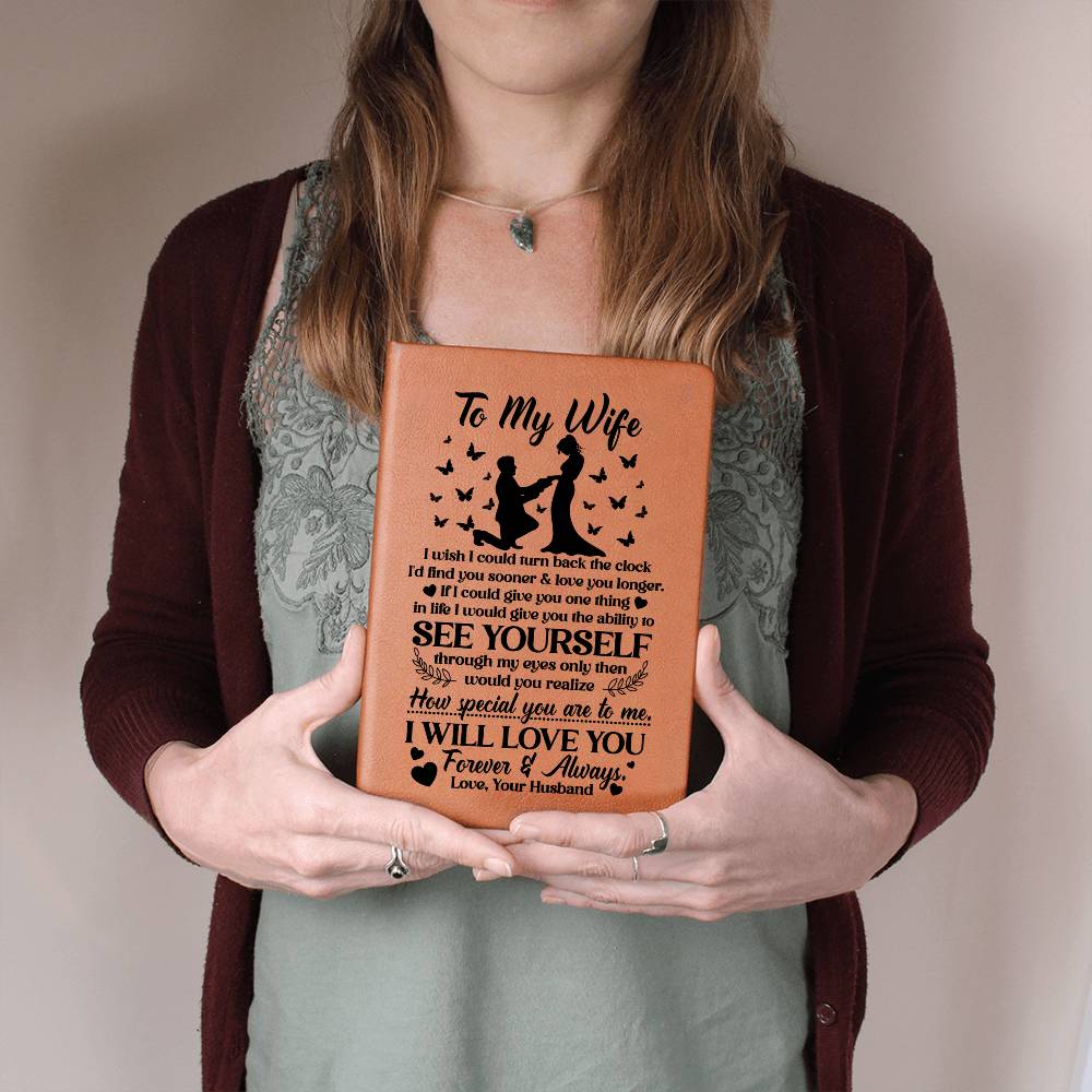 Graphic Leather Journal - Vegan Leather Notebook 5.8" x 8.5"