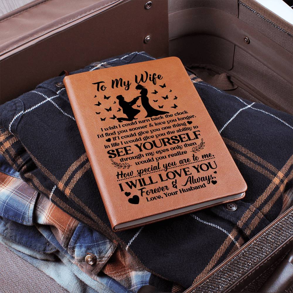 Graphic Leather Journal - Vegan Leather Notebook 5.8" x 8.5"