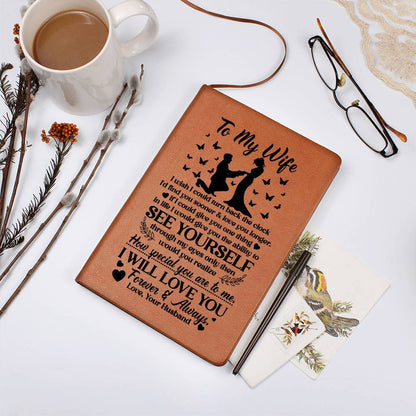 Graphic Leather Journal - Vegan Leather Notebook 5.8" x 8.5"