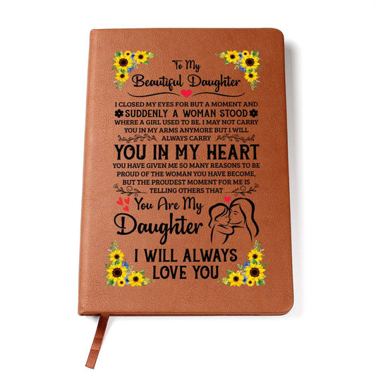 Graphic Leather Journal - Vegan Leather Notebook 5.8" x 8.5"