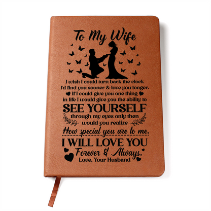 Graphic Leather Journal - Vegan Leather Notebook 5.8" x 8.5"