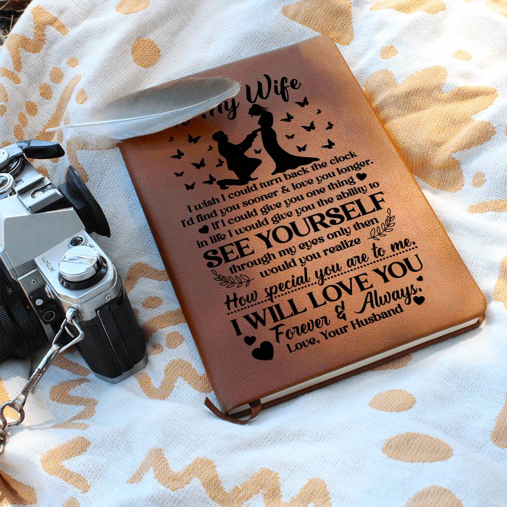Graphic Leather Journal - Vegan Leather Notebook 5.8" x 8.5"