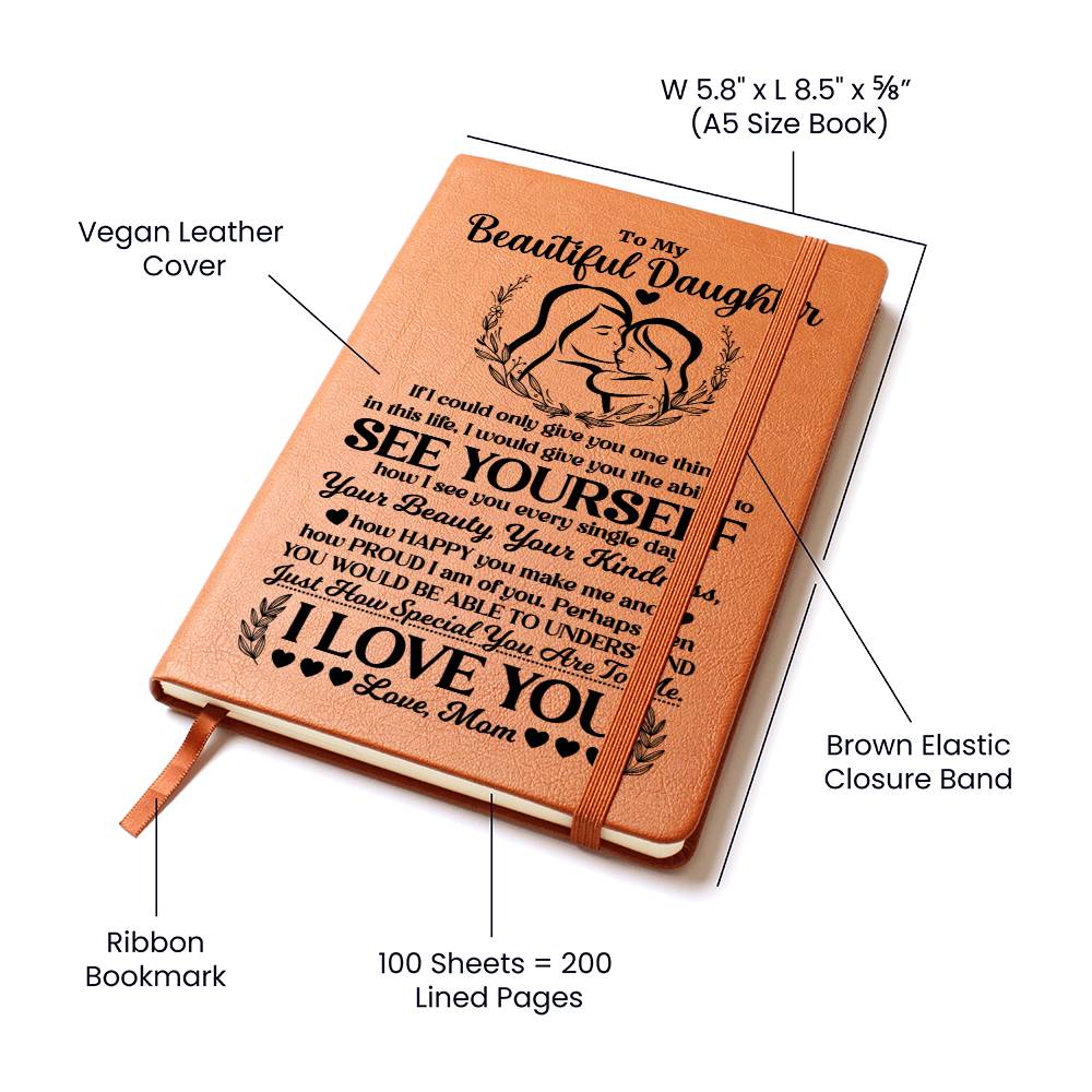 Graphic Vegan Leather Journal - 5.8" x 8.5" Lined Notebook