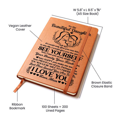 Graphic Vegan Leather Journal - 5.8" x 8.5" Lined Notebook