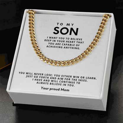 Cuban Link Chain Necklace - Stainless Steel Adjustable 18"-22"