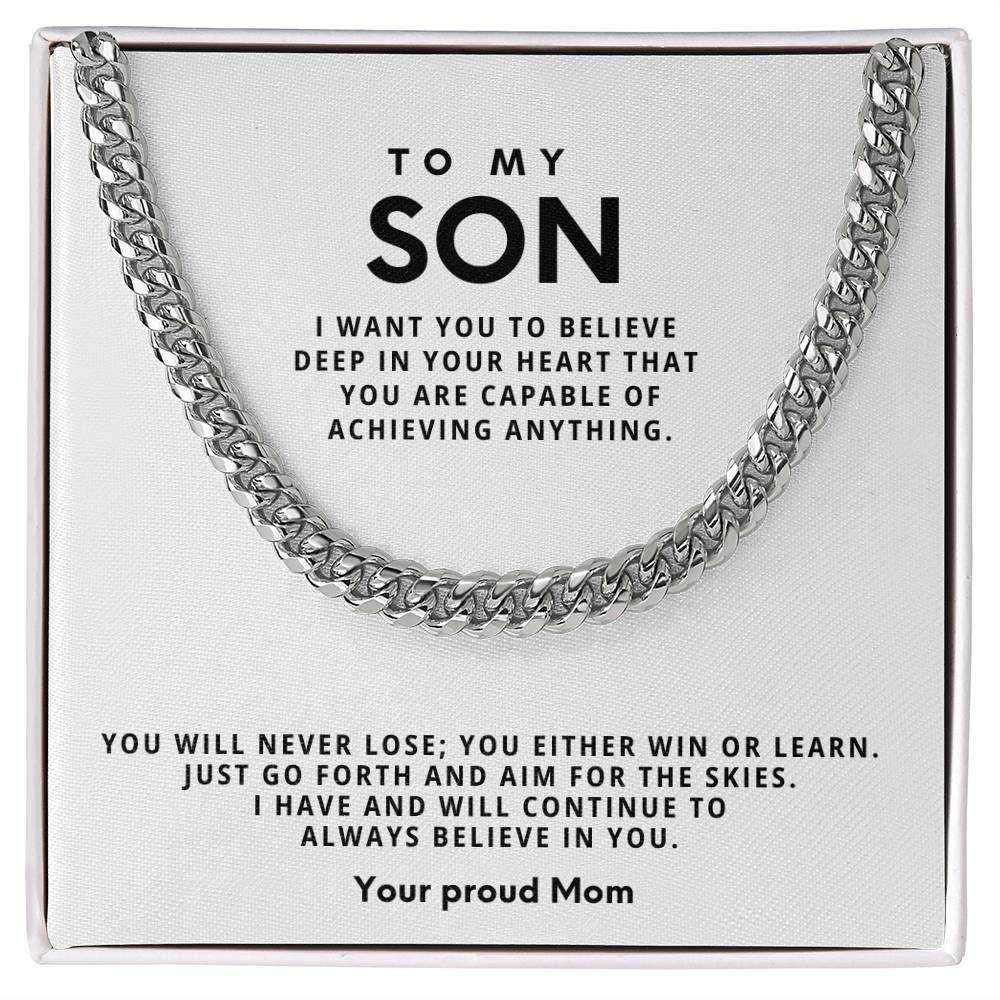 Cuban Link Chain Necklace - Stainless Steel Adjustable 18"-22"