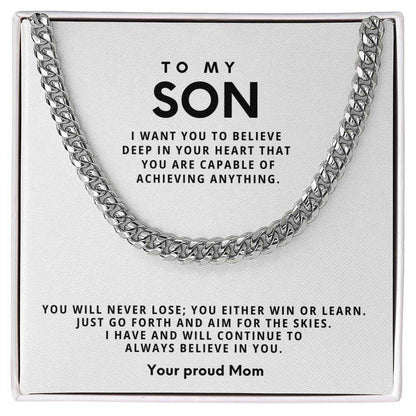 Cuban Link Chain Necklace - Stainless Steel Adjustable 18"-22"