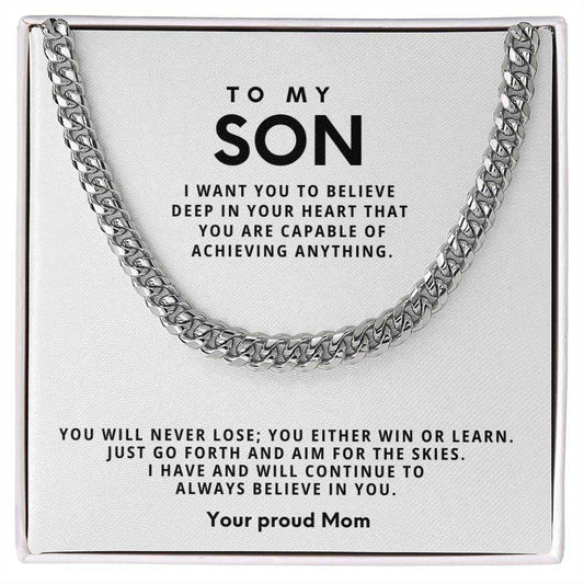 Cuban Link Chain Necklace - Stainless Steel Adjustable 18"-22"