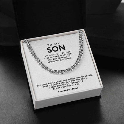 Cuban Link Chain Necklace - Stainless Steel Adjustable 18"-22"