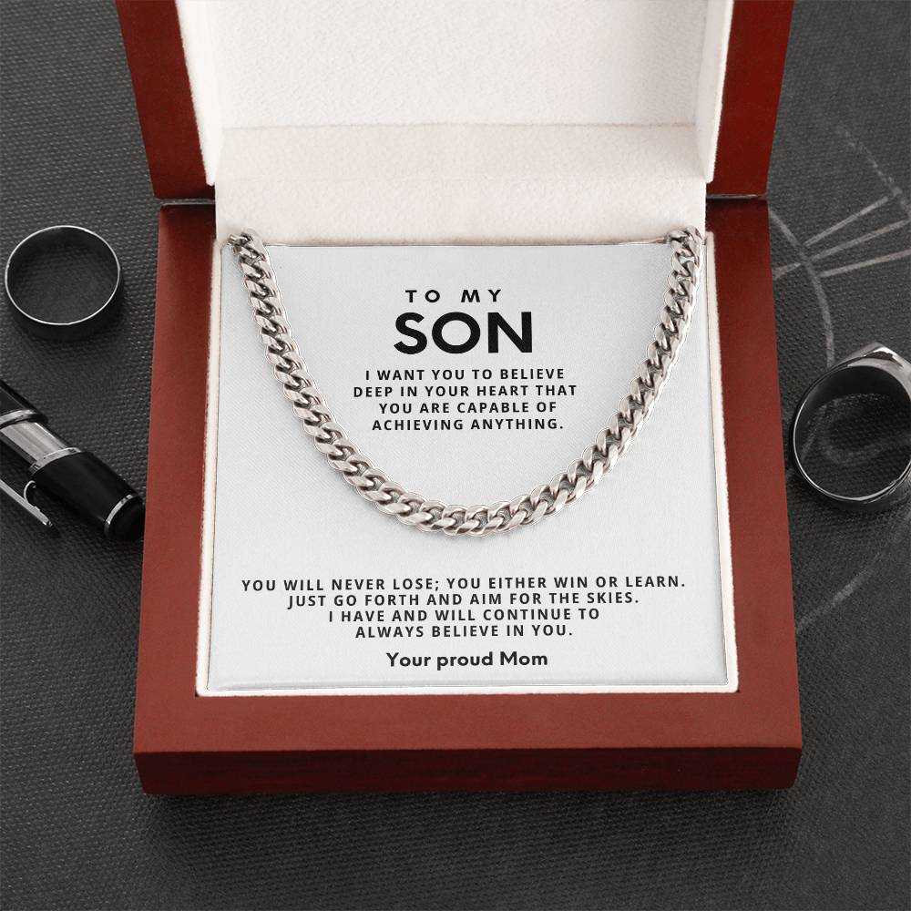 Cuban Link Chain Necklace - Stainless Steel Adjustable 18"-22"