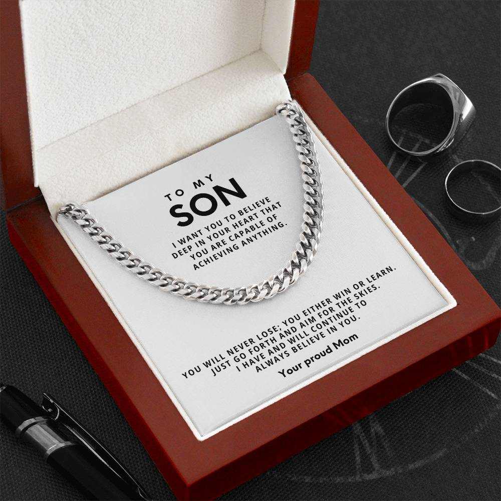 Cuban Link Chain Necklace - Stainless Steel Adjustable 18"-22"