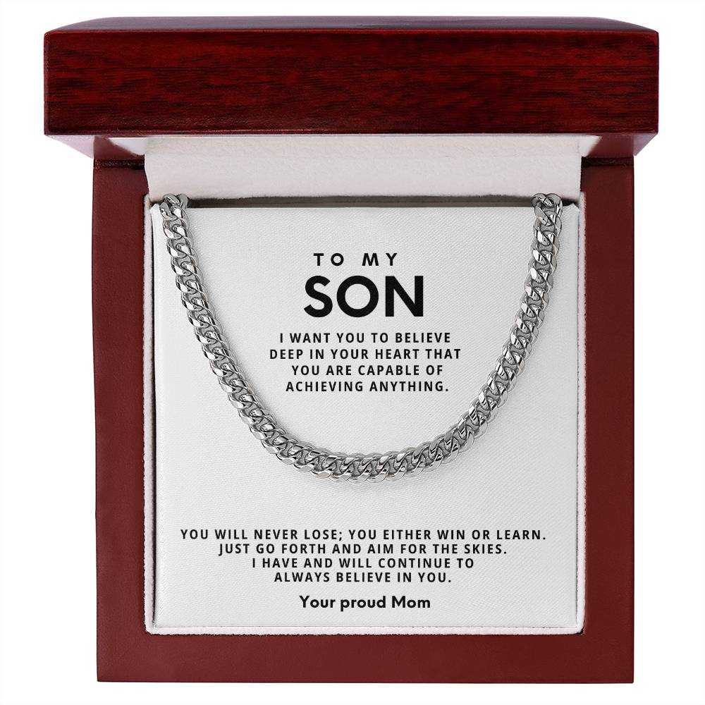 Cuban Link Chain Necklace - Stainless Steel Adjustable 18"-22"