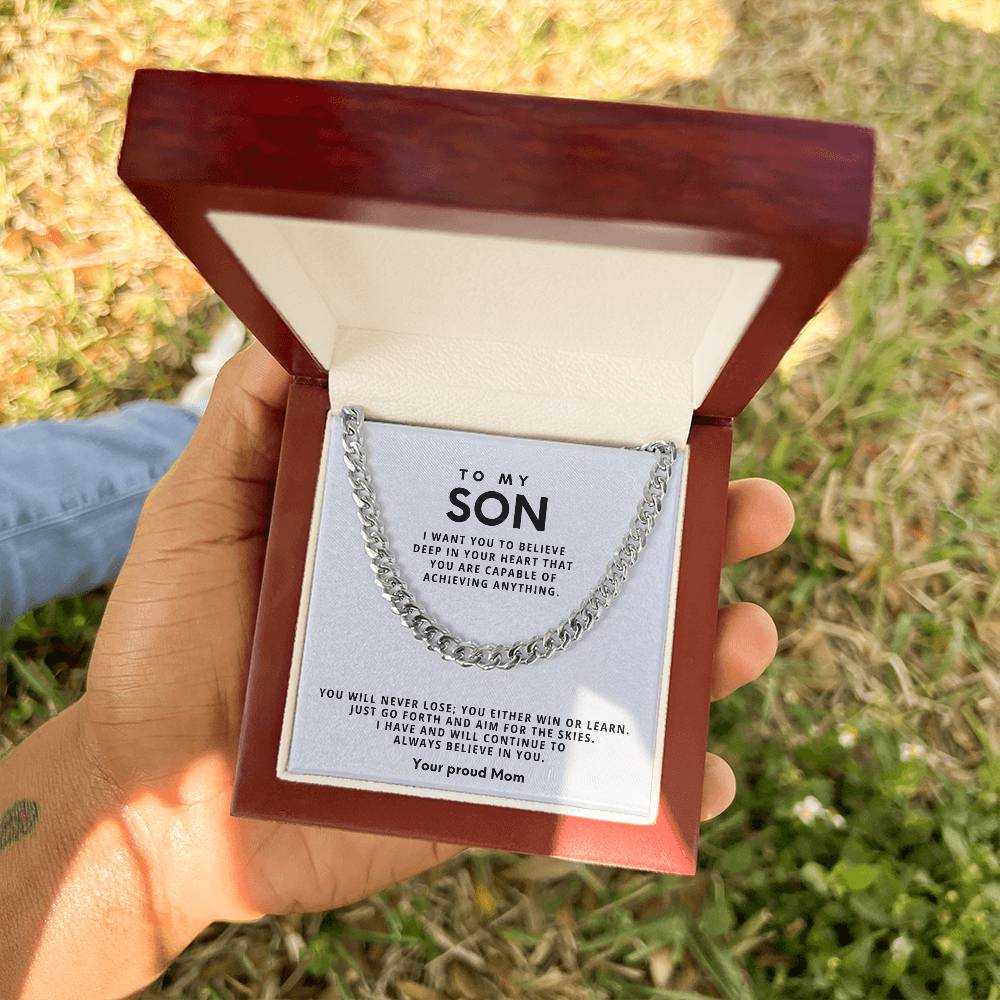 Cuban Link Chain Necklace - Stainless Steel Adjustable 18"-22"