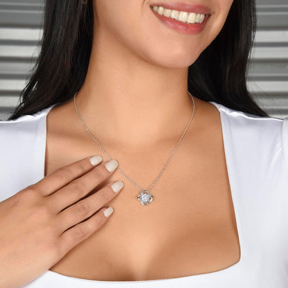 Love Knot Necklace - 14k White Gold Over Stainless Steel 6mm CZ