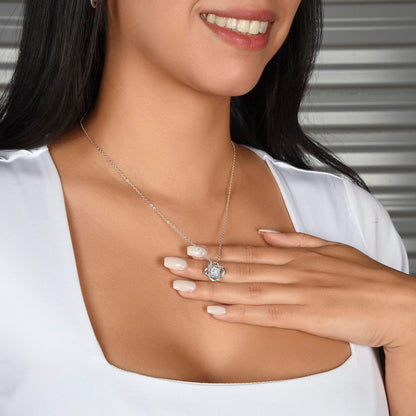 Love Knot Necklace - 14k White Gold Over Stainless Steel 6mm CZ