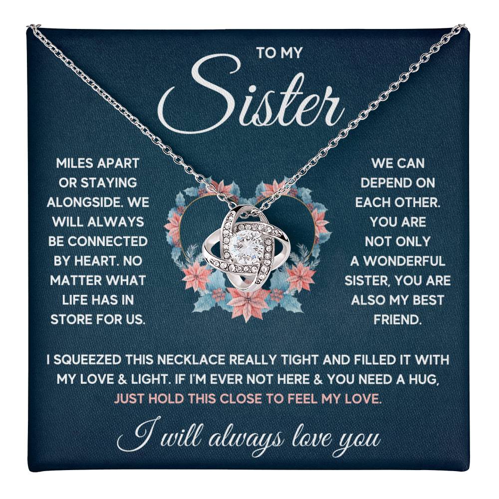 Love Knot Necklace - 14k White Gold Over Stainless Steel 6mm CZ