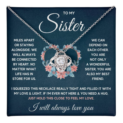 Love Knot Necklace - 14k White Gold Over Stainless Steel 6mm CZ