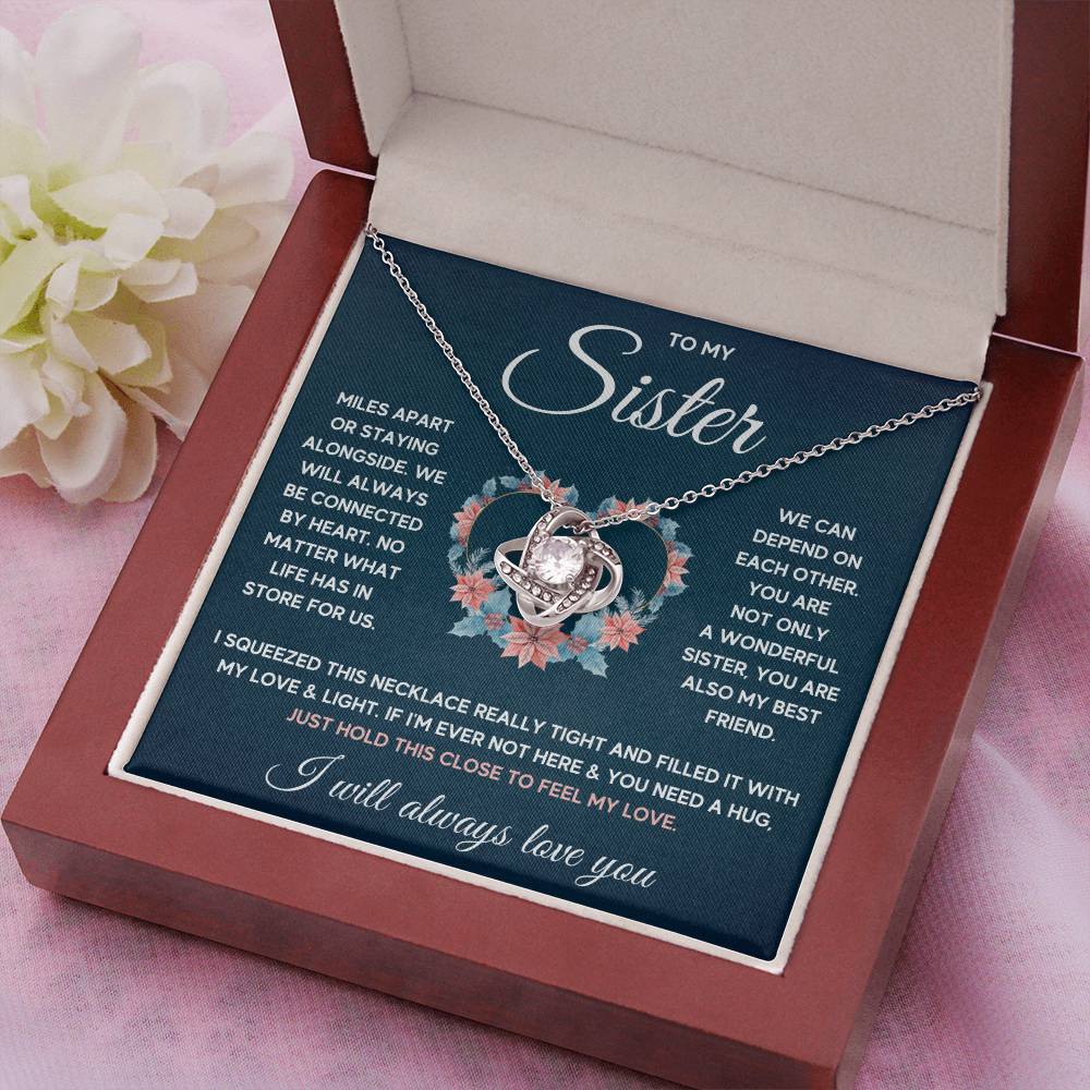 Love Knot Necklace - 14k White Gold Over Stainless Steel 6mm CZ