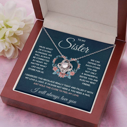 Love Knot Necklace - 14k White Gold Over Stainless Steel 6mm CZ
