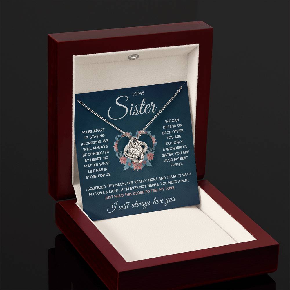 Love Knot Necklace - 14k White Gold Over Stainless Steel 6mm CZ