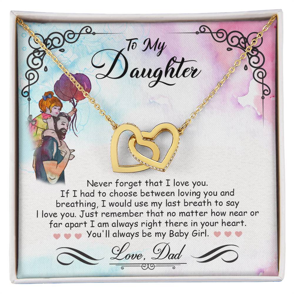 Interlocking Heart Necklace - Cubic Zirconia Surgical Steel 22"