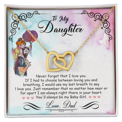 Interlocking Heart Necklace - Cubic Zirconia Surgical Steel 22"