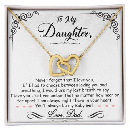 Interlocking Heart Necklace - Cubic Zirconia Stainless Steel