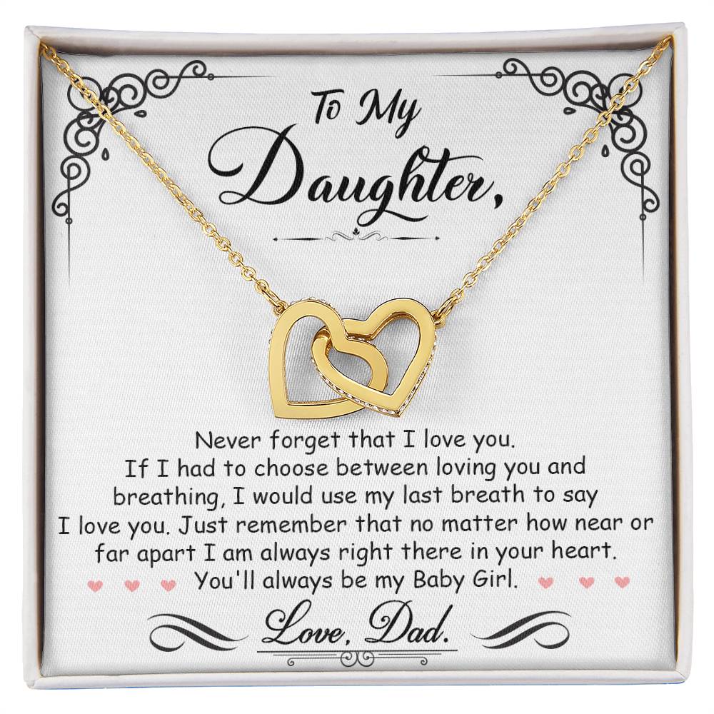 Interlocking Heart Necklace - Cubic Zirconia Stainless Steel