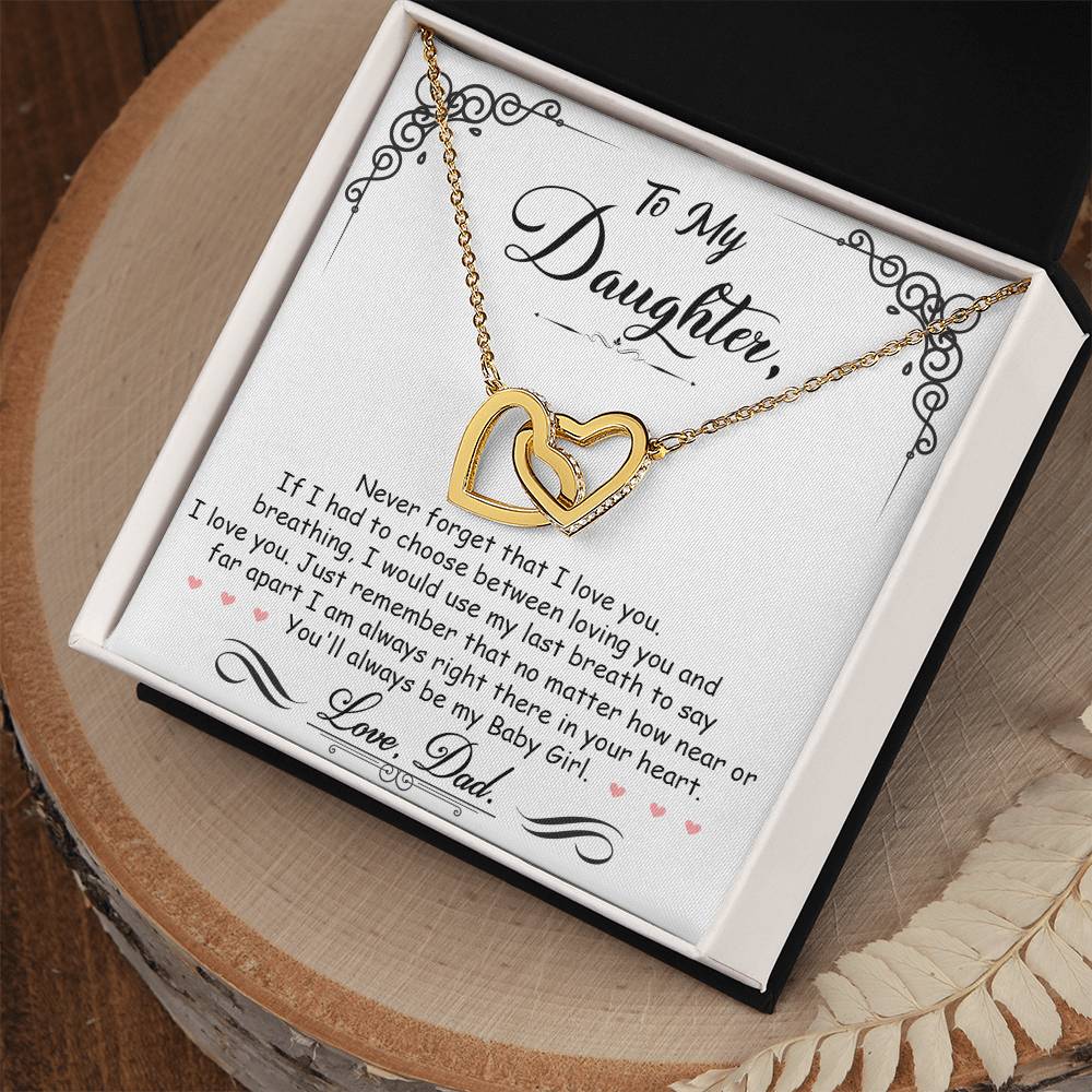 Interlocking Heart Necklace - Cubic Zirconia Stainless Steel