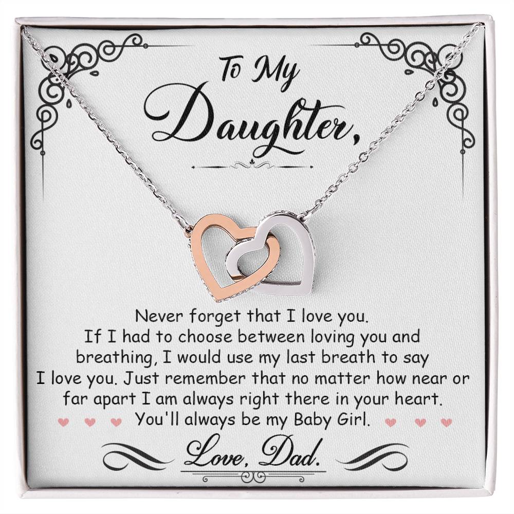Interlocking Heart Necklace - Cubic Zirconia Stainless Steel